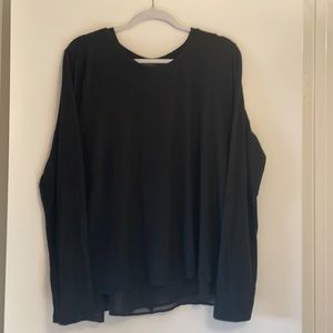 Bobeau Black Sweater Sheer Bow Back Feature XL